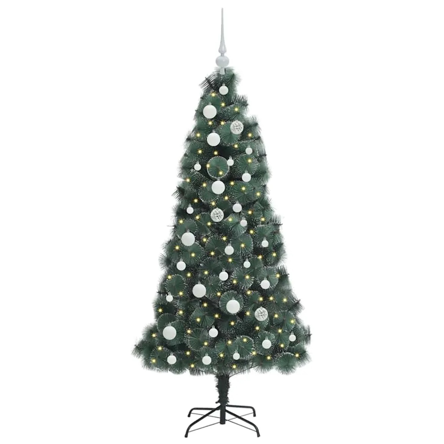 vidaXL Künstlicher Vorbeleuchteter Weihnachtsbaum mit Kugelset 150 cm 3396156