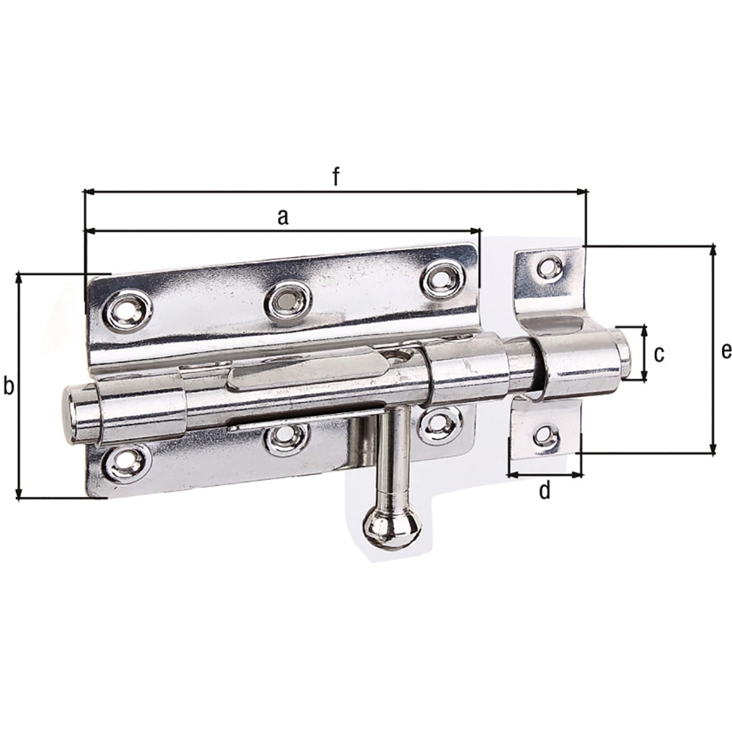 Bolzen-Schlossriegel aus Edelstahl mit Schlaufe, 100/153 mm, für Scharniere & Beschläge.