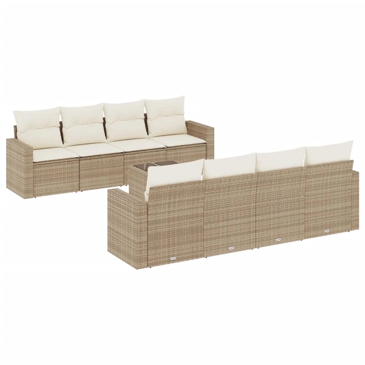 vidaXL 9-Tlg Garten-Sofagarnitur mit Kissen Beige Poly Rattan 3218738 günstig online kaufen