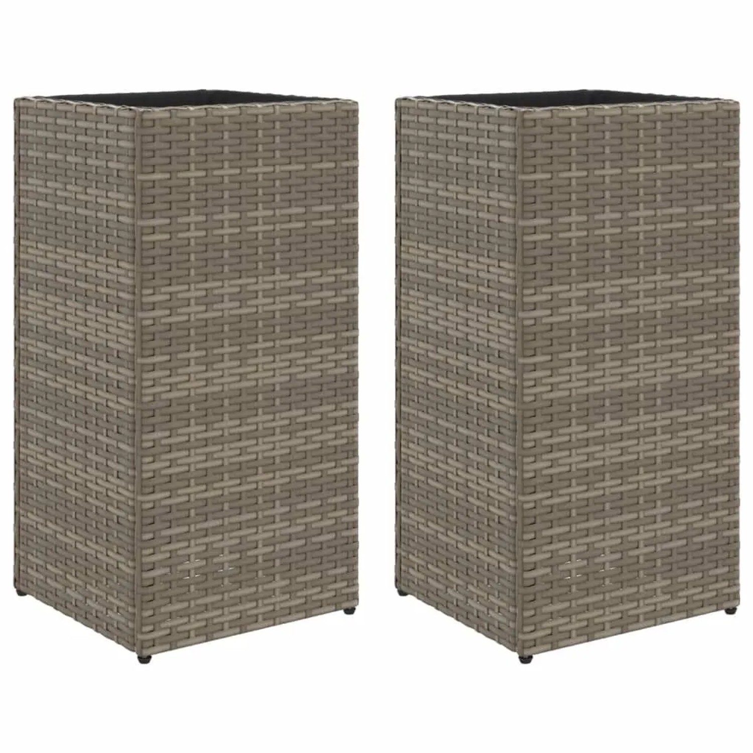 vidaXL Pflanzkübel 2 Stk Grau 30x30x60 cm Poly Rattan 3210518