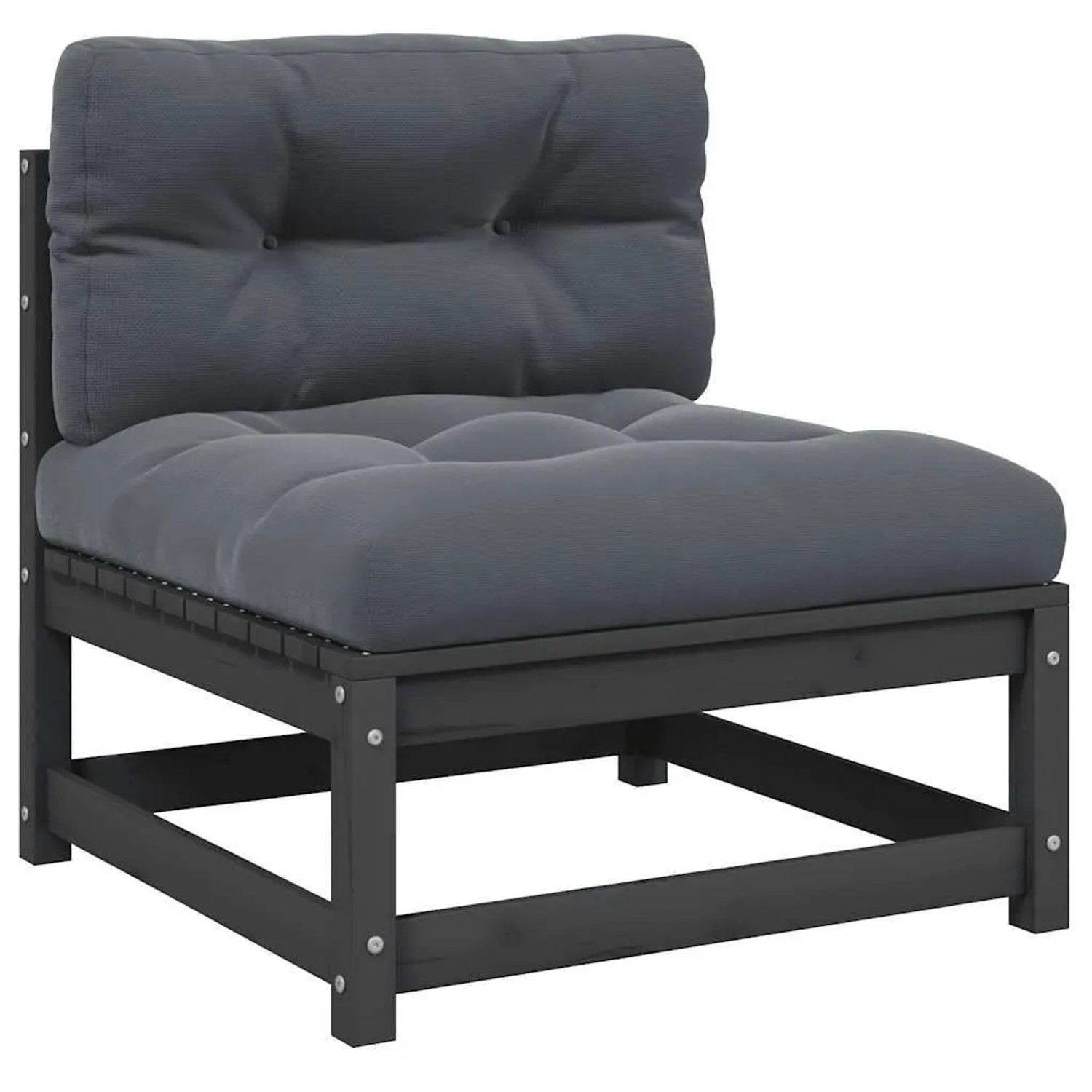 vidaXL Garten-Mittelsofa mit Anthrazit Kissen Grau Massivholz Kiefer 805722
