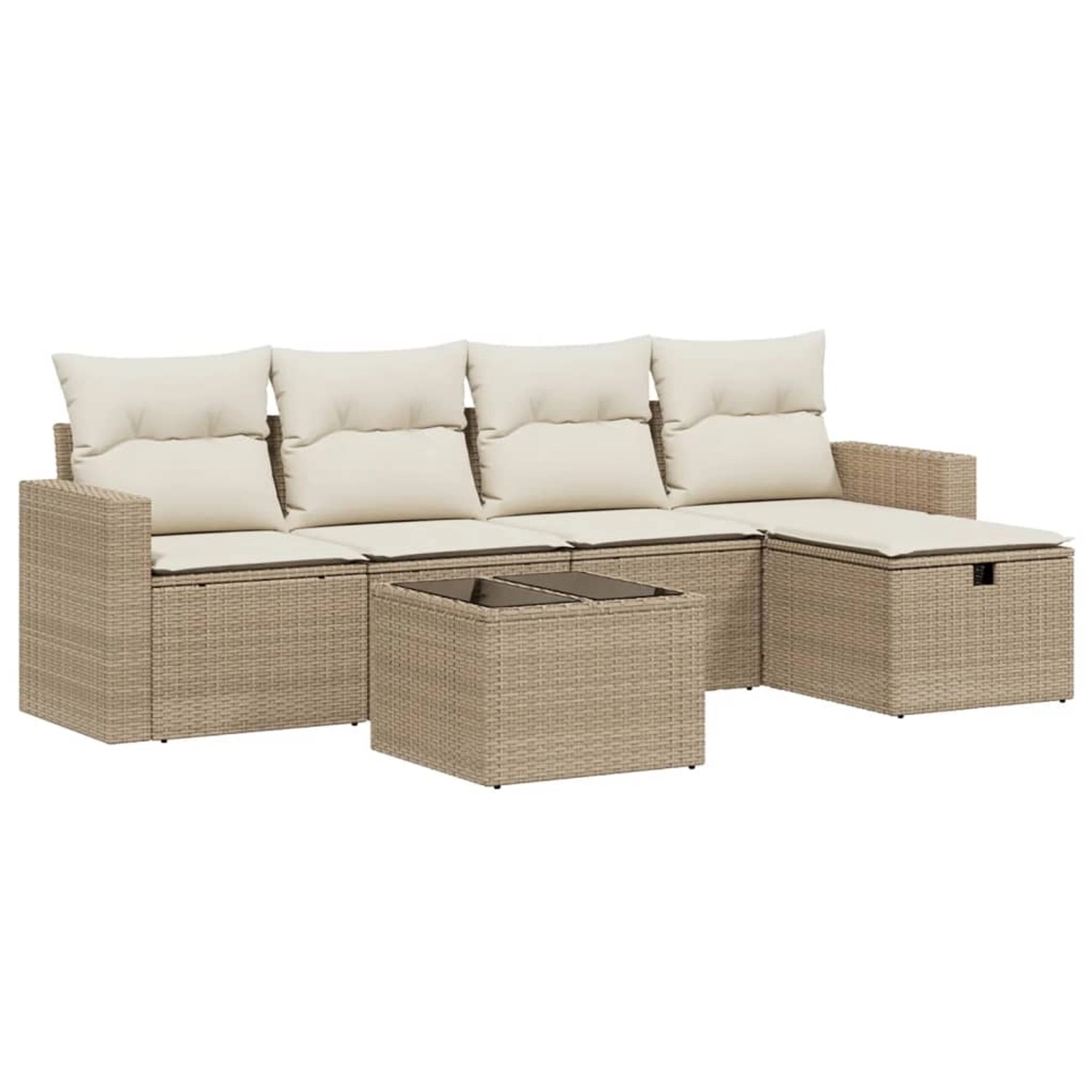 vidaXL 6-Tlg Garten-Sofagarnitur mit Kissen Beige Poly Rattan 3263474 günstig online kaufen
