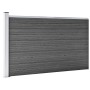 Schwarzes vidaXL Zaunelement Set aus WPC (Holz-Kunststoff-Verbund) mit Aluminiumpfosten.