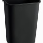 Schwarzer, rechteckiger Rubbermaid Abfallbehälter aus Polyethylen, 39 Liter.