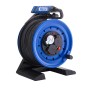 Blaue HEDI Kabeltrommel Generation 7 Companion K7A40NTF mit 40m Kabel und 3 Steckdosen.