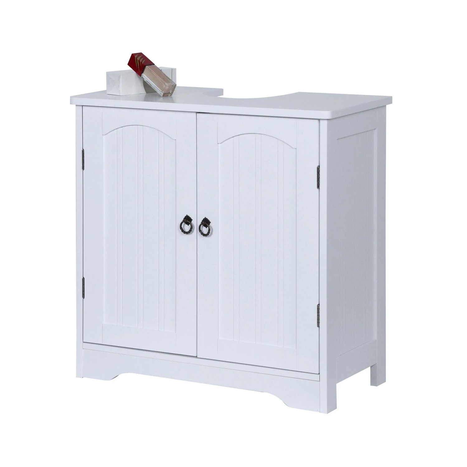 Relaxdays Waschbeckenunterschrank MDF Weiß mit Einlegeboden 60 cm x 60 cm x 30 cm 10 kg