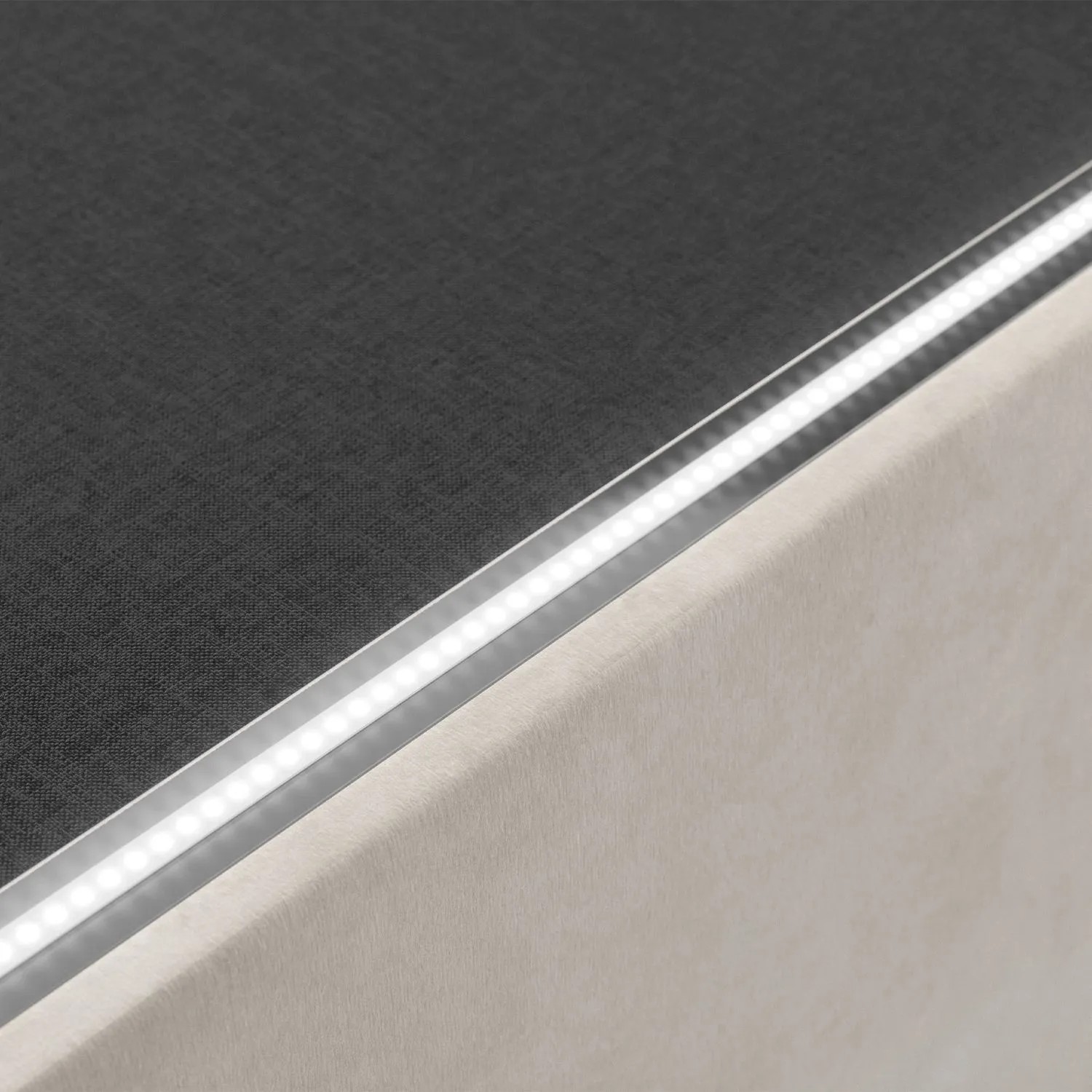 Juskys Polsterbett Nizza 140 x 200 cm mit Bettkasten & LED Beleuchtung in Beige_9