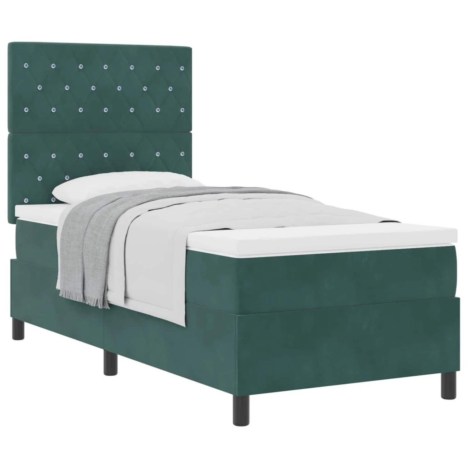vidaXL Boxspringbett mit Matratze Dunkelgrün 90 x 190 cm Stoff 3339737