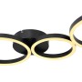 Schwarze LED-Deckenleuchte Venosa von Globo, 88,5x33cm, mit vier Ringen und warmweißem Licht.