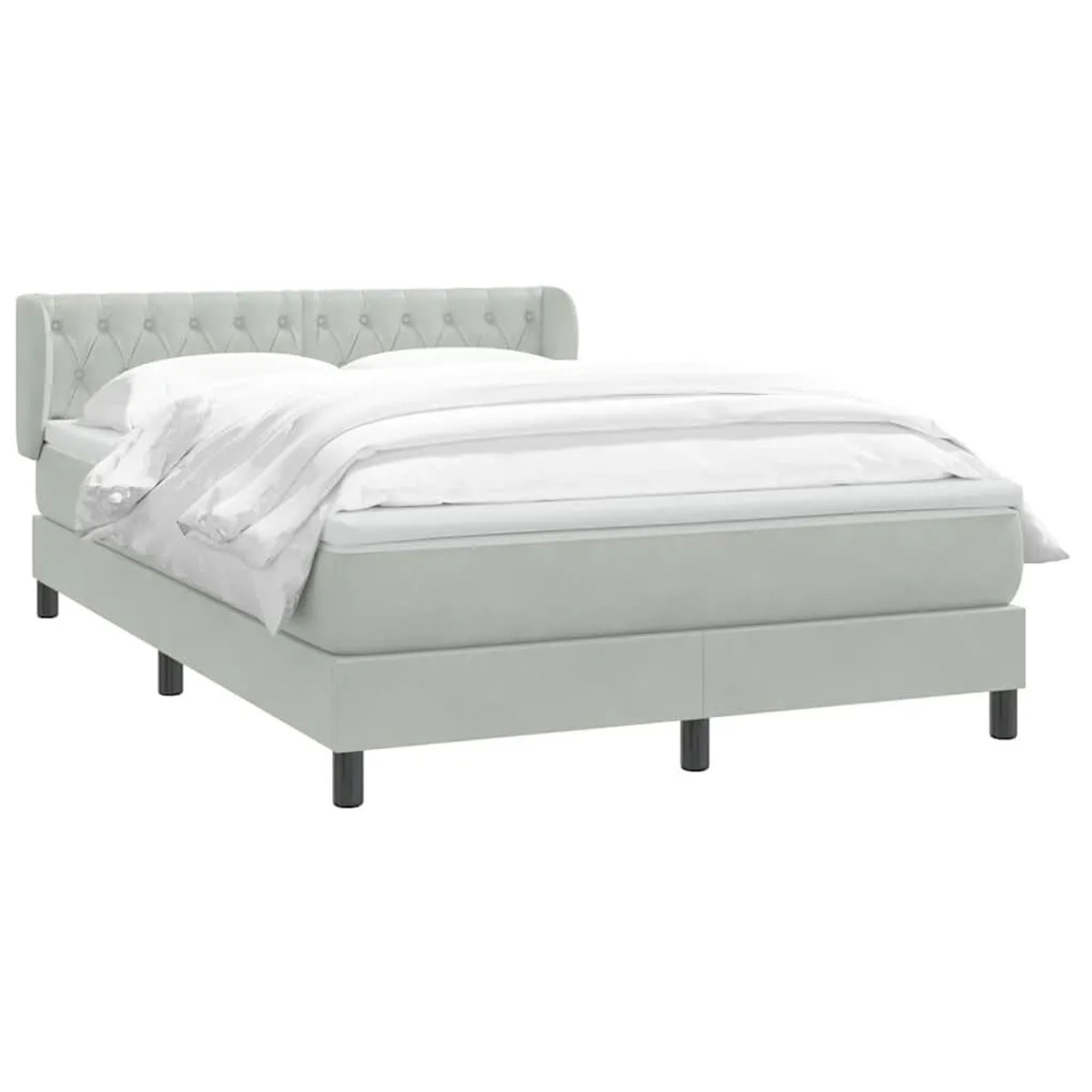 vidaXL Boxspringbett mit Matratze Hellgrau 160x210 cm Samt 3317781 günstig online kaufen