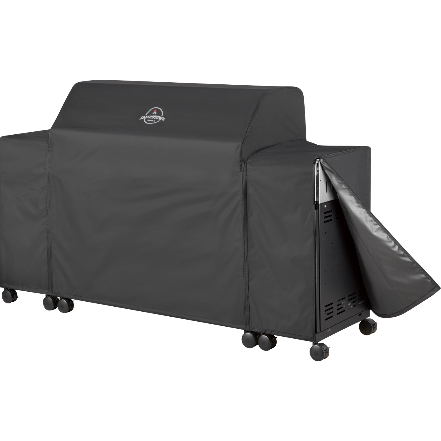 Schwarze Jamestown Grill-Abdeckhaube für 6-Brenner Gasgrill Knox mit/ohne Unterschrank.