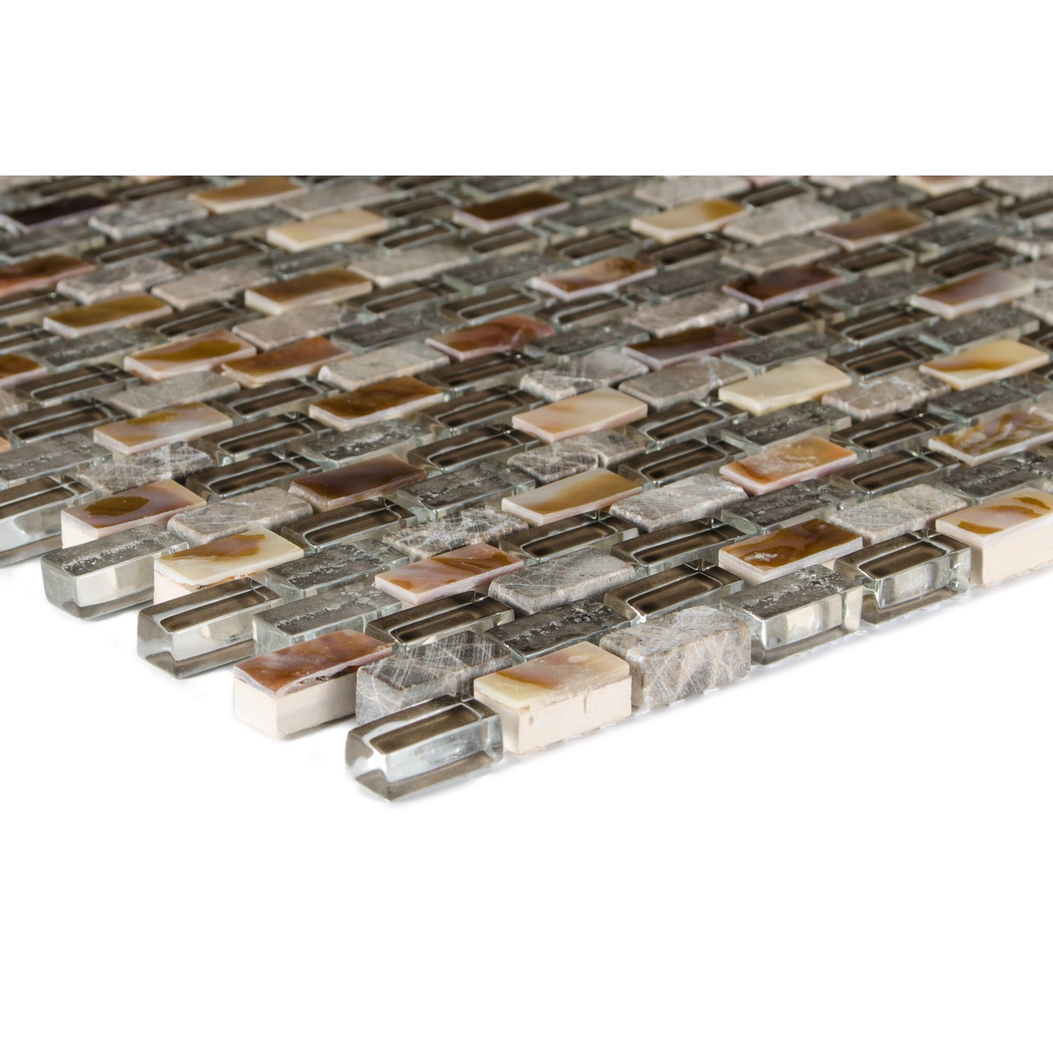 Mosaikfliese Glas Stein 5th Avenue Dark, 28,5x28,5 cm, für Küche & Bad.