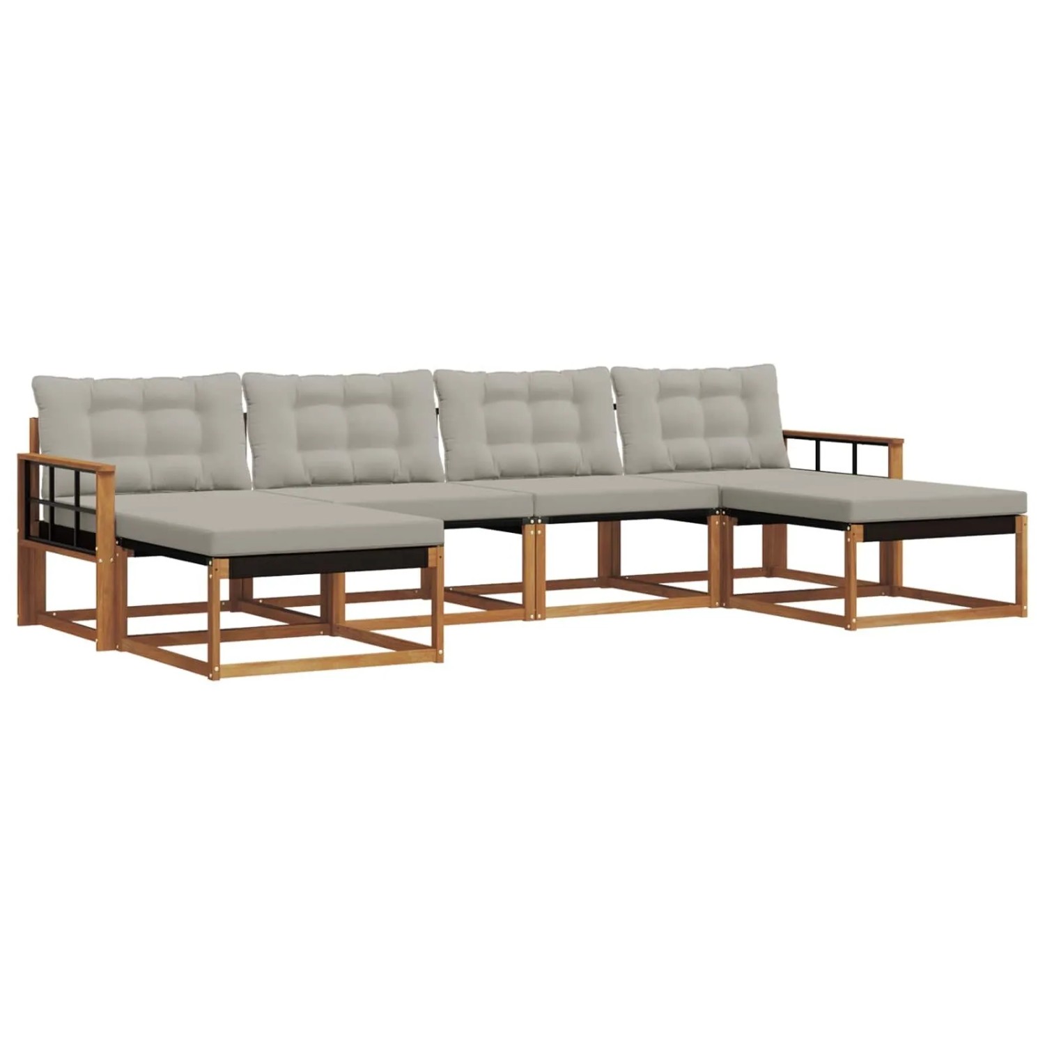 vidaXL Outdoor-Sofagarnitur mit Kissen 6-Tlg Natur und Hellgrau 3369726