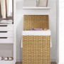 Songmics Wäschesammler Eliott, 90 l, Natur, geflochten mit Deckel und Wäschesack.