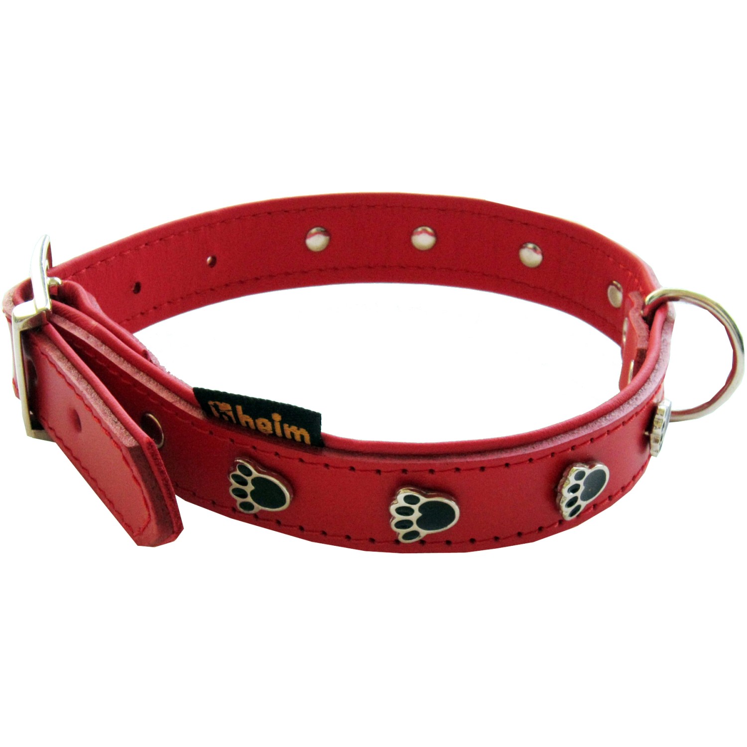 Heim Hundehalsband Pfote Breite 22 mm Länge 50 cm Rot/Rot
