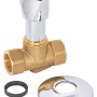 Unterputzventil 24,1 mm (Rp 3/4) aus Messing mit verchromtem Griff und Zubehör.