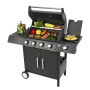 El Fuego Gasgrill San Angelo mit 4+1 Brennern, Ablagen und Unterschrank. Grillgut auf dem Rost.