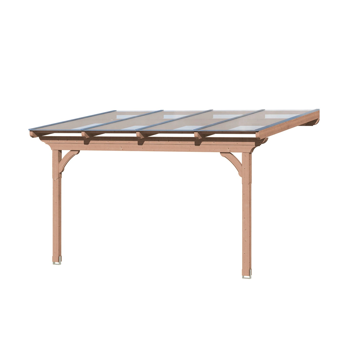 Skan Holz Terrassenüberdachung Ravenna, 434x250 cm, aus Douglasie mit klaren Doppelstegplatten.