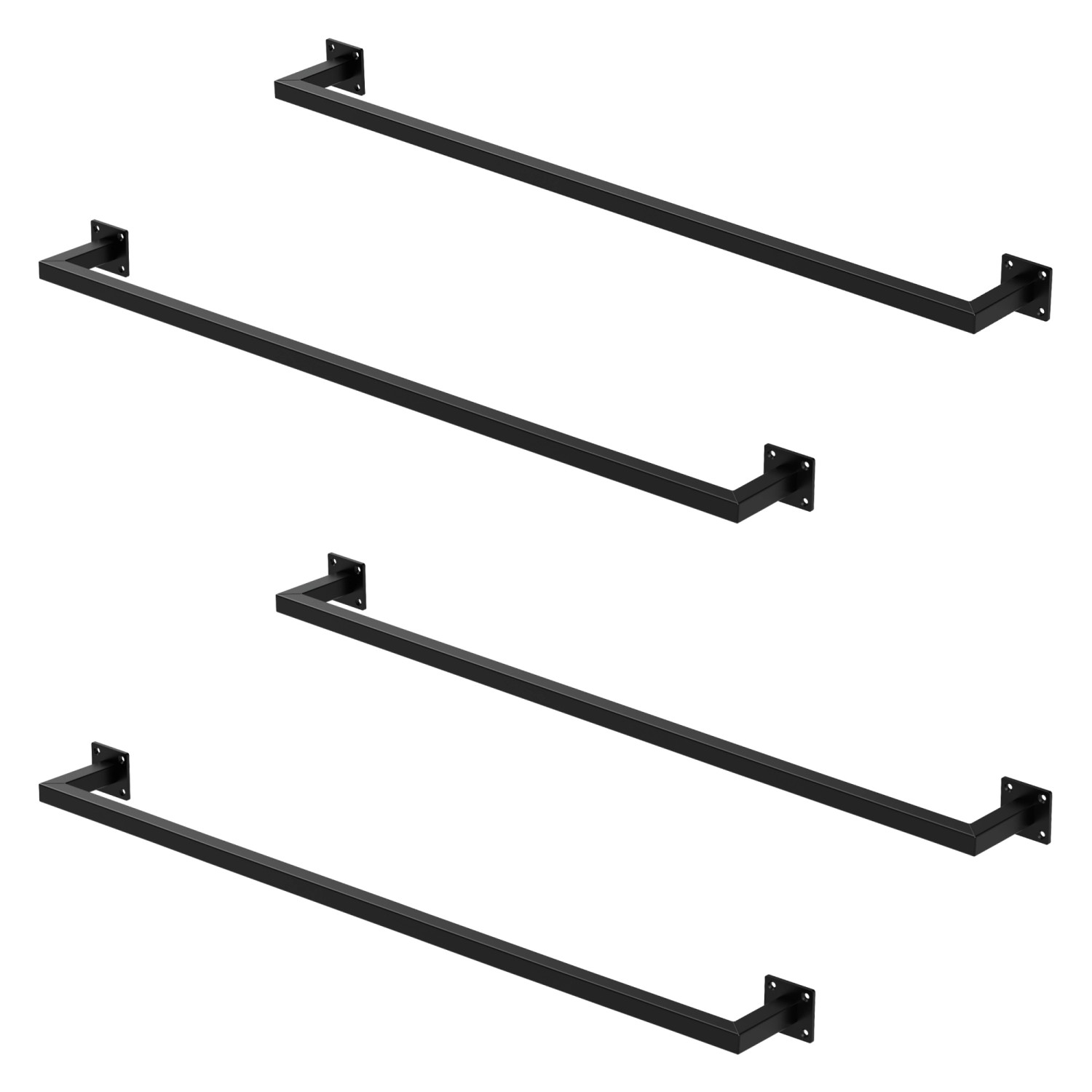 ML-Design 4Er Set Kleiderstange Rechteck für die Wand T12xB110cm Schwarz U- günstig online kaufen