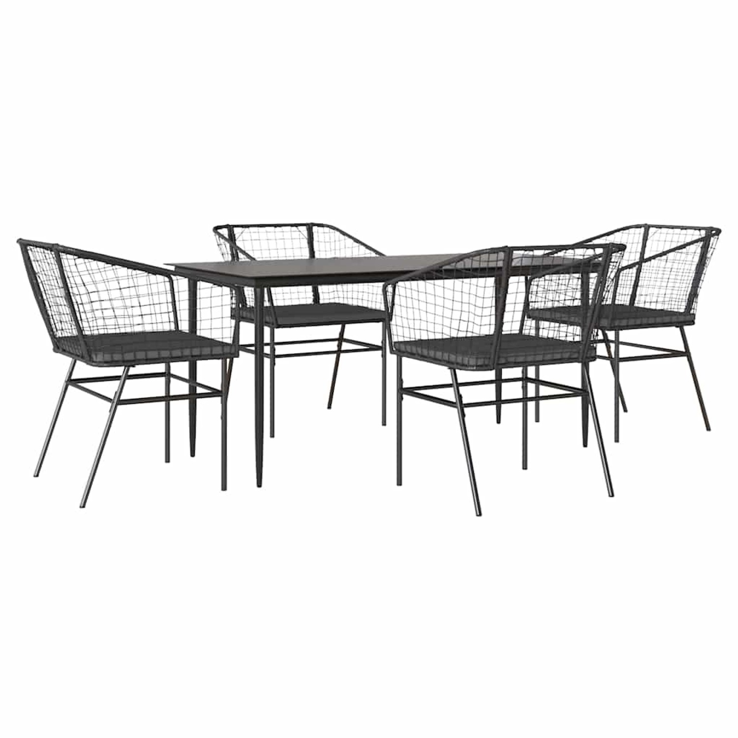 vidaXL 5-Tlg Garten-Essgruppe mit Kissen Schwarz Poly Rattan Glas 3334502 günstig online kaufen