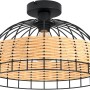 Schwarze Eglo Deckenleuchte Anwick mit Rattan-Schirm im Vintage-Design.