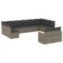 Graue 12-tlg. vidaXL Garten-Sofagarnitur aus Poly Rattan mit Kissen.