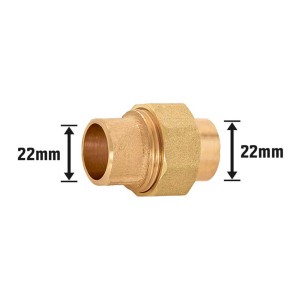 Löt-Verschraubung aus Rotguss, Ø 22 mm, für Kupferrohre, lösbare Verbindung.