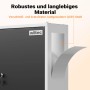 Grauer Wiltec Hängeschrank aus robustem Stahl. Detail zeigt Materialstärke und Wiltec Logo. Werkzeugschrank für Werkstatt.