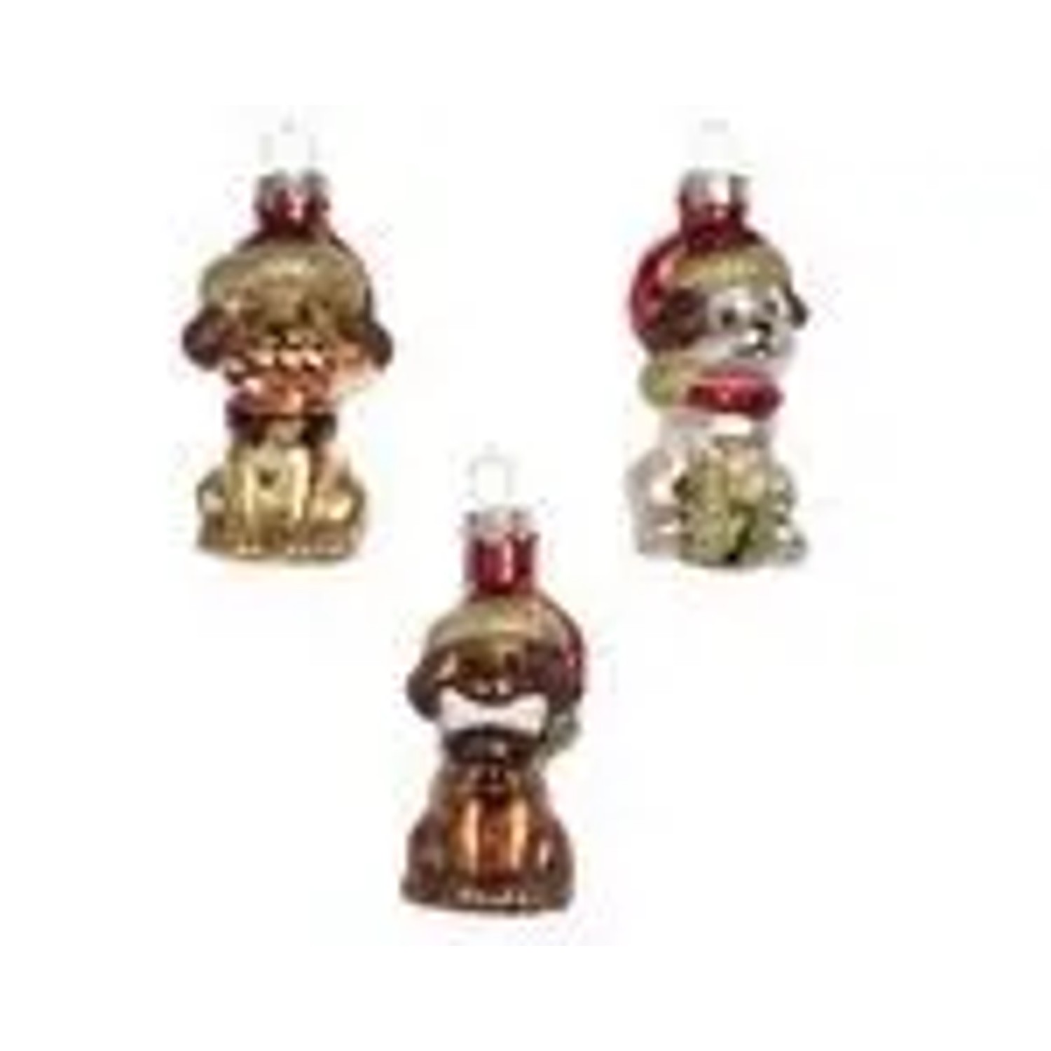 Kaemingk Christbaumschmuck Hunde Glas 11 cm Mix 3er Set