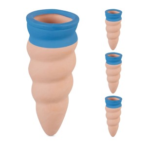 Relaxdays Bewässerungskegel 4er Set, Terrakotta/Blau, für automatische Pflanzenbewässerung.