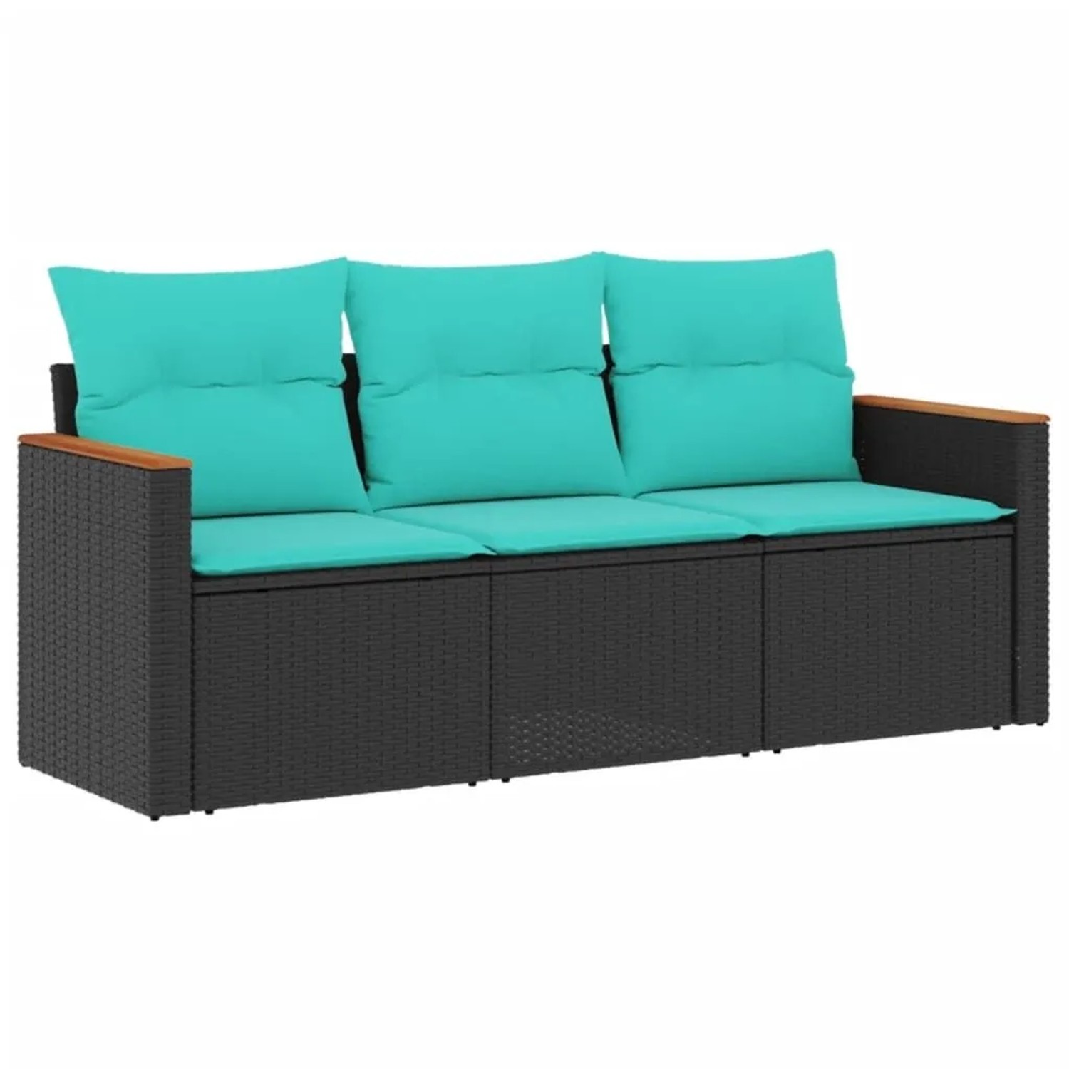 vidaXL 3-Tlg Gartensofa-Set mit Kissen Schwarz Polyrattan 3225756 günstig online kaufen