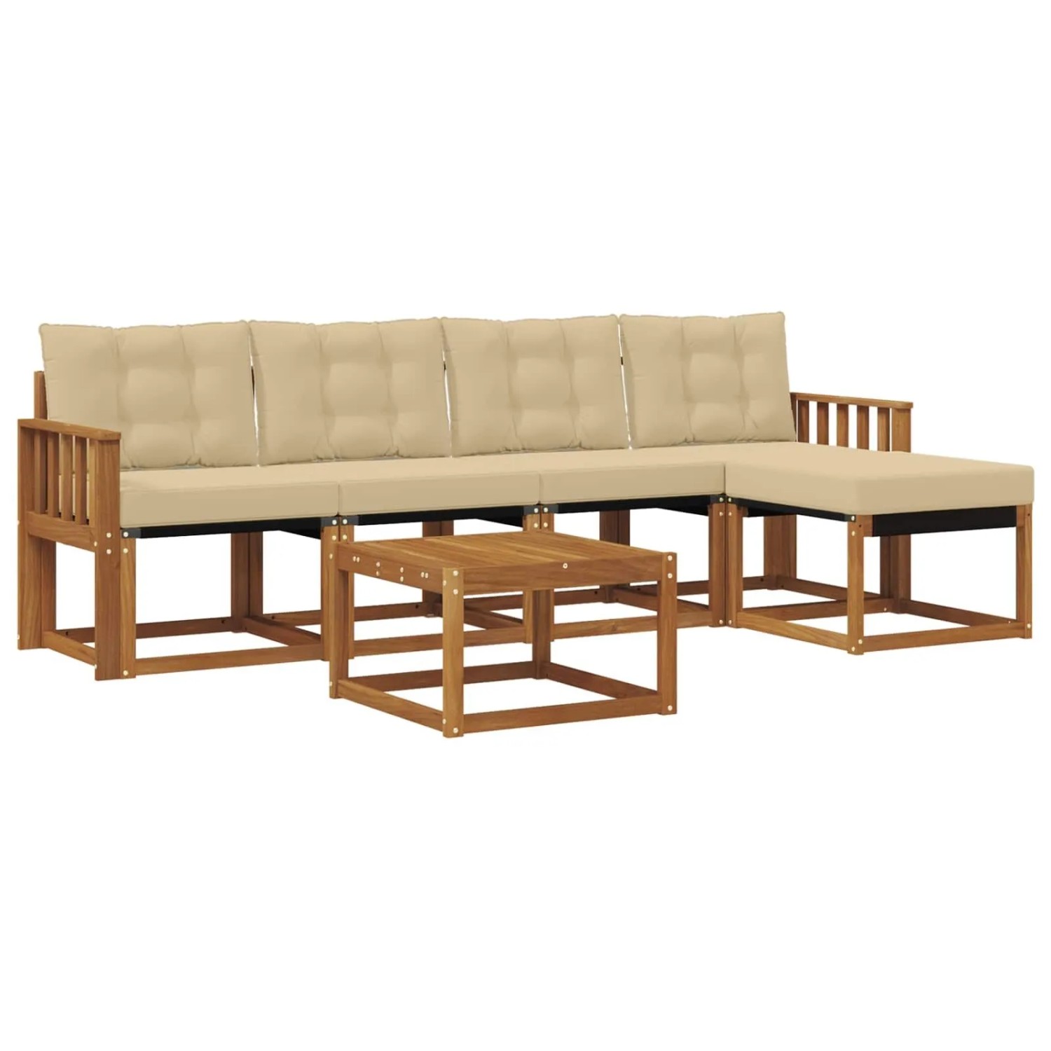 vidaXL Outdoor-Sofagarnitur mit Kissen 6-Tlg Natur und Beige 3368592