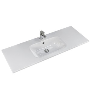 Pelipal Mineralmarmor Waschbecken Quantum 07, 121 cm, Weiß mit Armatur