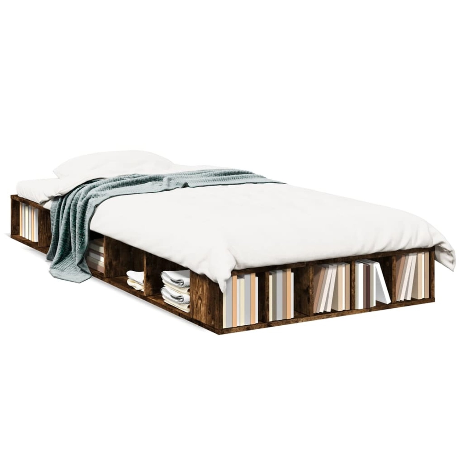 vidaXL Bettgestell Räuchereiche 75x190 cm Holzwerkstoff 3280535 günstig online kaufen