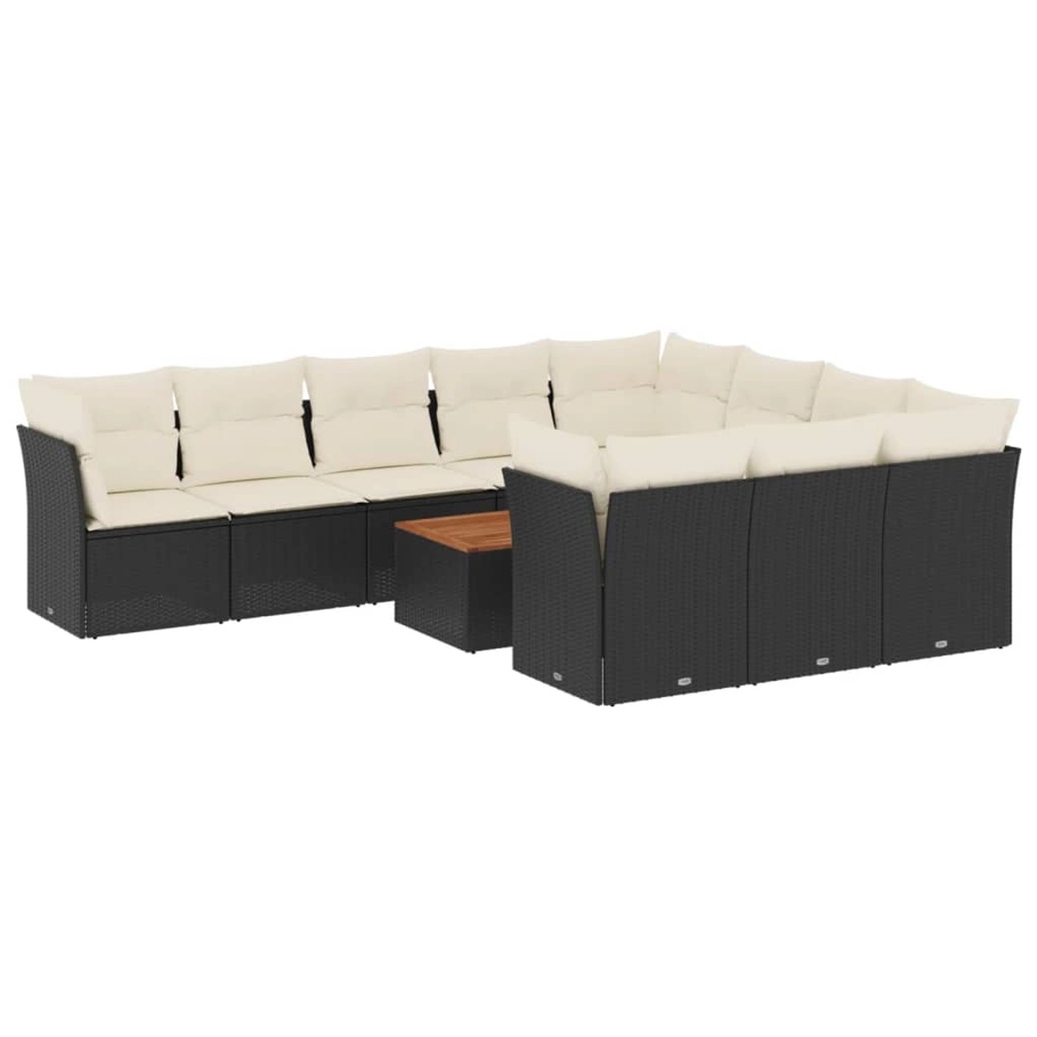 vidaXL 11-Tlg Garten-Sofagarnitur mit Kissen Schwarz Poly Rattan 3256168 günstig online kaufen