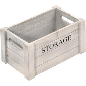 Kesper Aufbewahrungsbox, Antik Weiß gekälkt, 5 l, aus Paulowniaholz mit Tragegriffen.