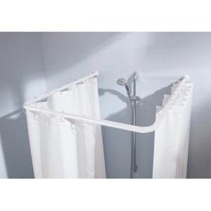 Weiße Kleine Wolke Universal Duschstange aus Metall, geeignet für Duschvorhänge.