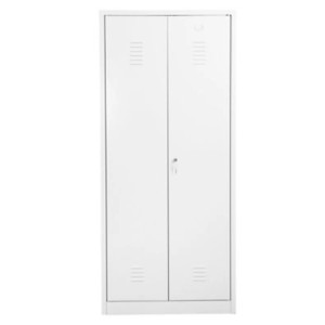 Weißer PROREGAL Metallspind Dolphin mit Zylinderschloss, 180x80x50 cm, für Garderobe oder Werkstatt.