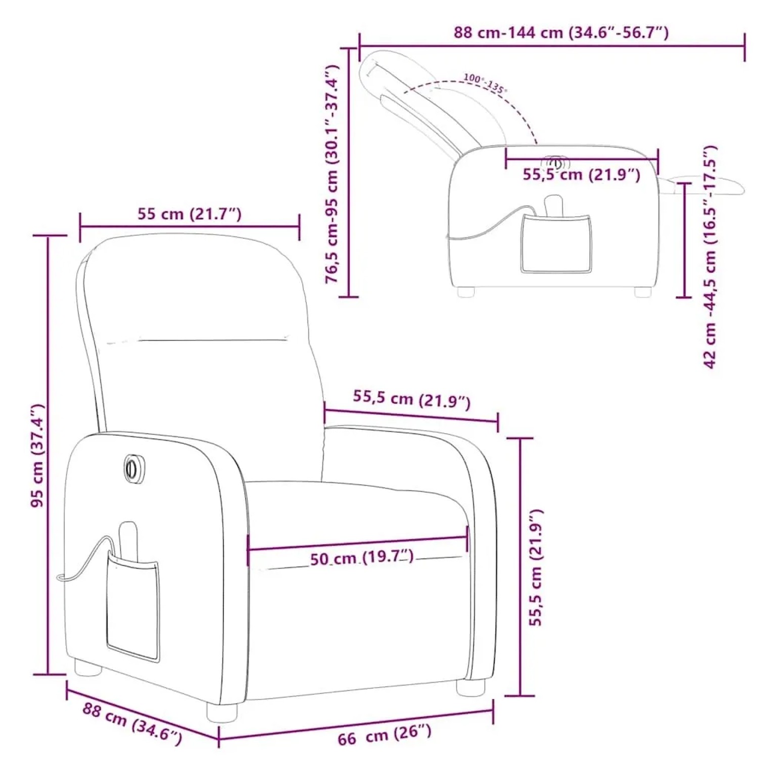 vidaXL Massagesessel Elektrisch Wolkengrau Stoff 3302971_16