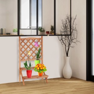 Relaxdays Blumentreppe mit Rankgitter Tannenholz Natur 109,5 cm x 61 cm x 40 cm