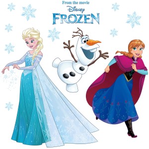 Komar Fenstersticker Frozen Snowflake (31x31cm) mit Elsa, Anna und Olaf.