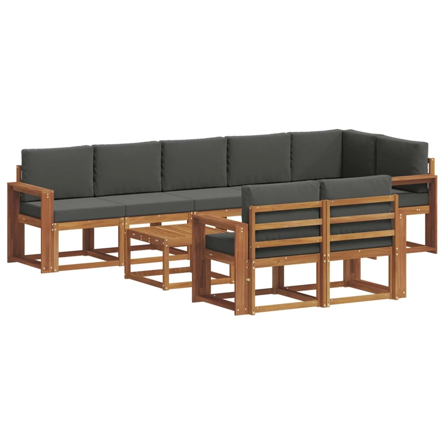 vidaXL Outdoor-Sofagarnitur mit Kissen 9-Tlg Natur und Anthrazit 3366610