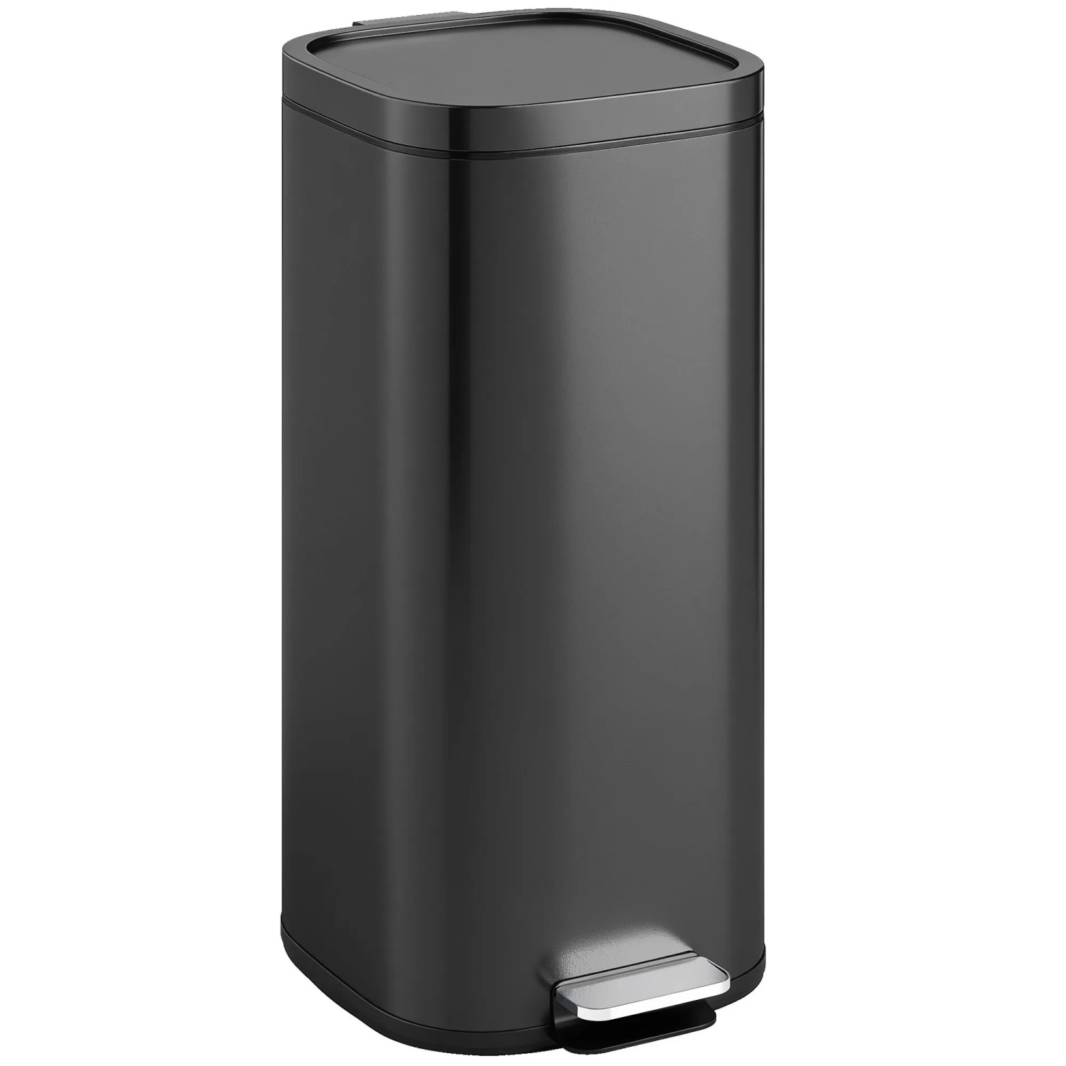 HOMCOM Mülleimer Metall Kunststoff 36 x 29 x 59,5 cm Schwarz