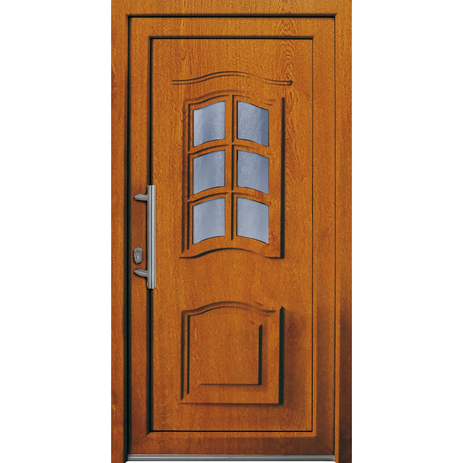 Kunststoff-Haustür 110 cm x 210 cm K003 Anschlag Links Golden Oak