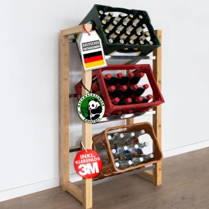 KARAT Bambus Flaschenkastenständer Flash mit Getränkekisten im Regal.