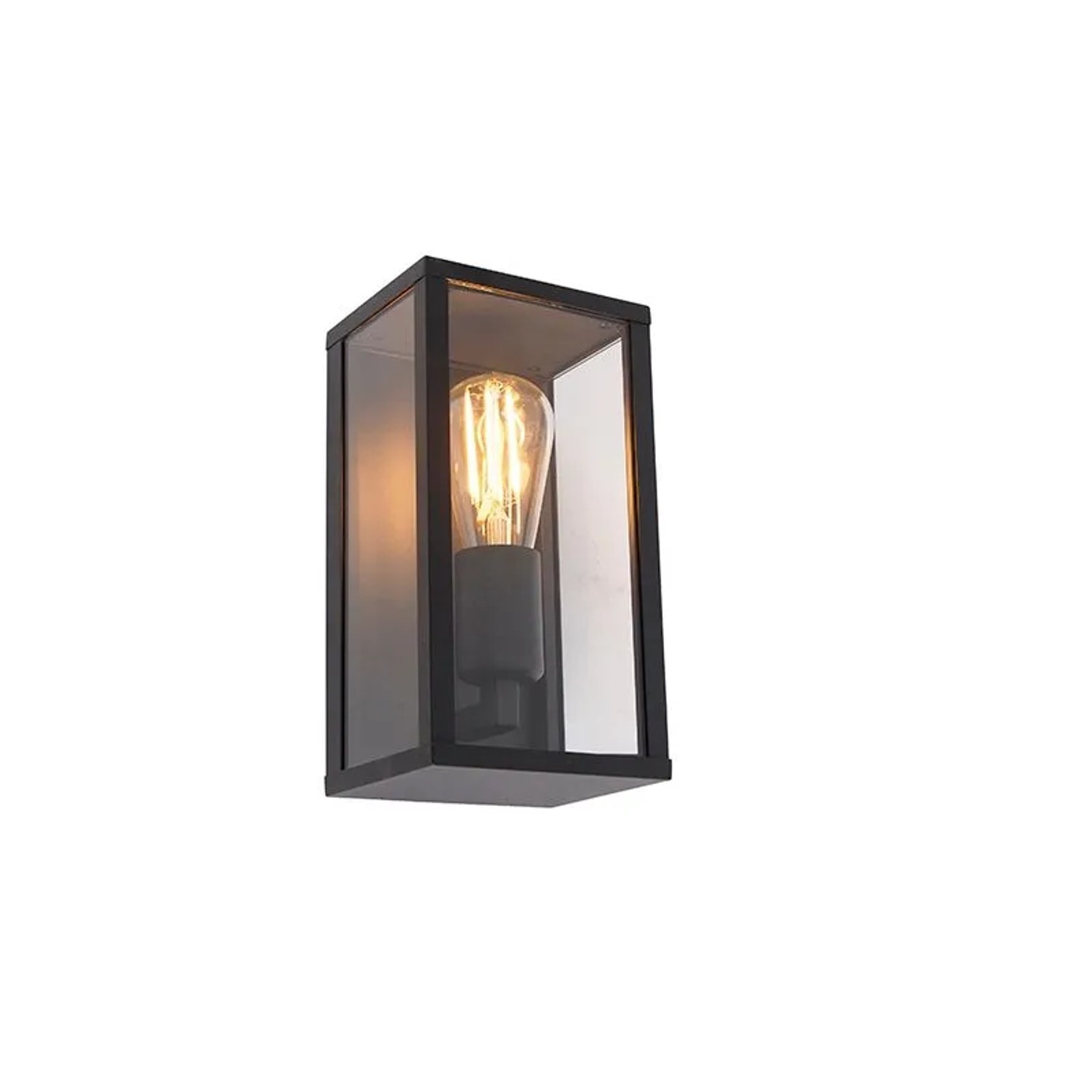 QAZQA Industrielle Wandleuchte Schwarz 26 cm IP44 Charlois