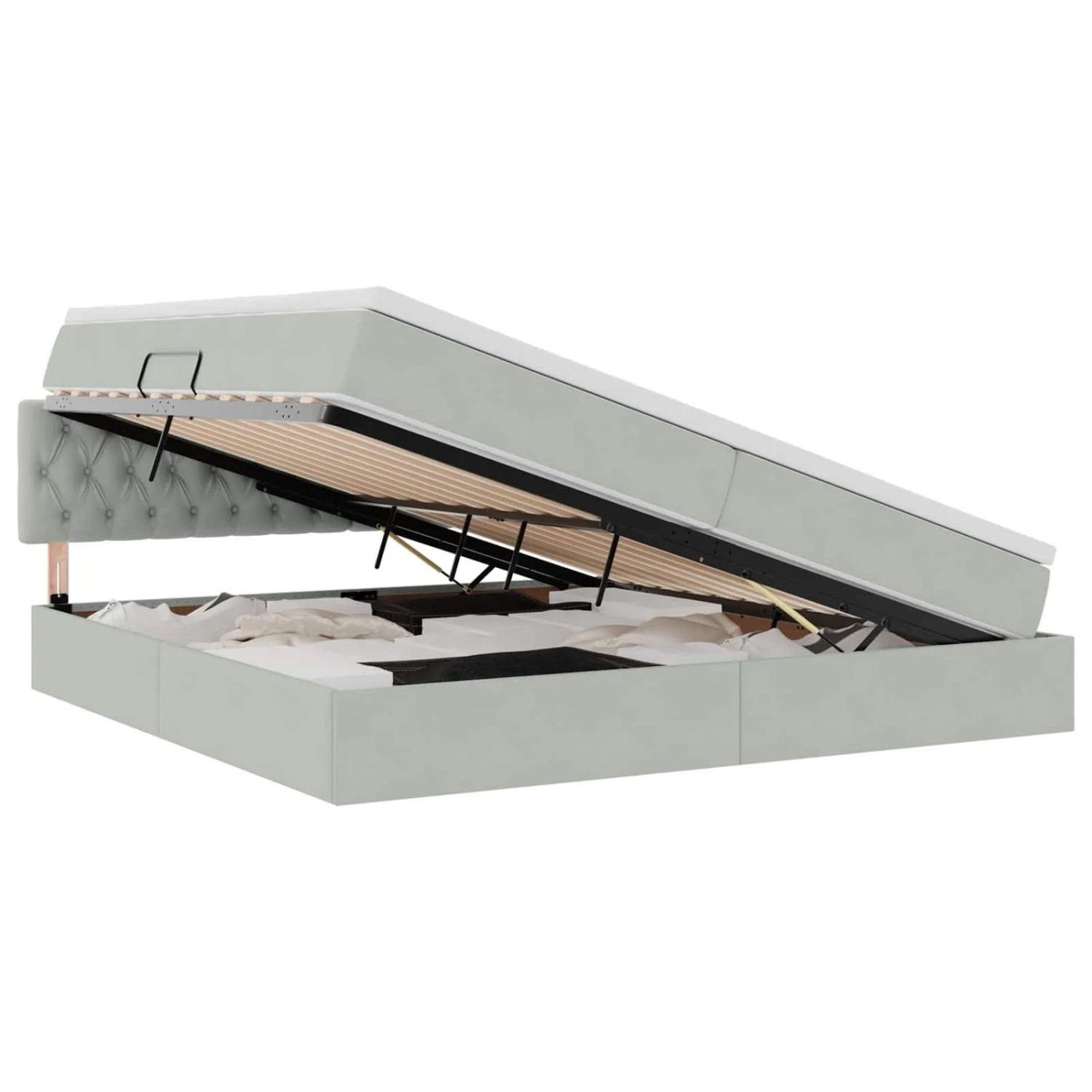 vidaXL Stauraumbett mit Matratze Hellgrau 200 x 200 cm Samt 3370839 günstig online kaufen
