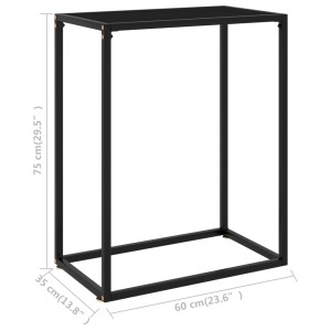 Schwarzer vidaXL Konsolentisch aus Glas und Stahl, 60x35x75 cm.