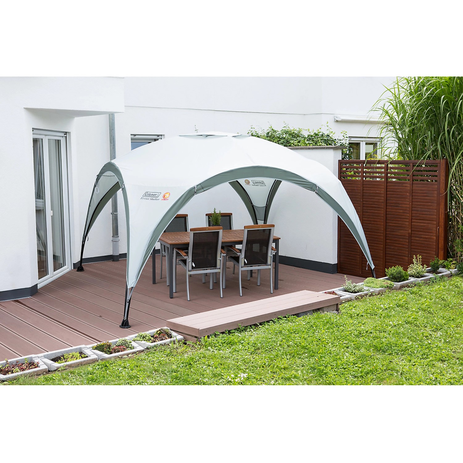 Coleman Pavillon 365 cm x 365 cm x 228 cm Hellgrau/Grau günstig online kaufen