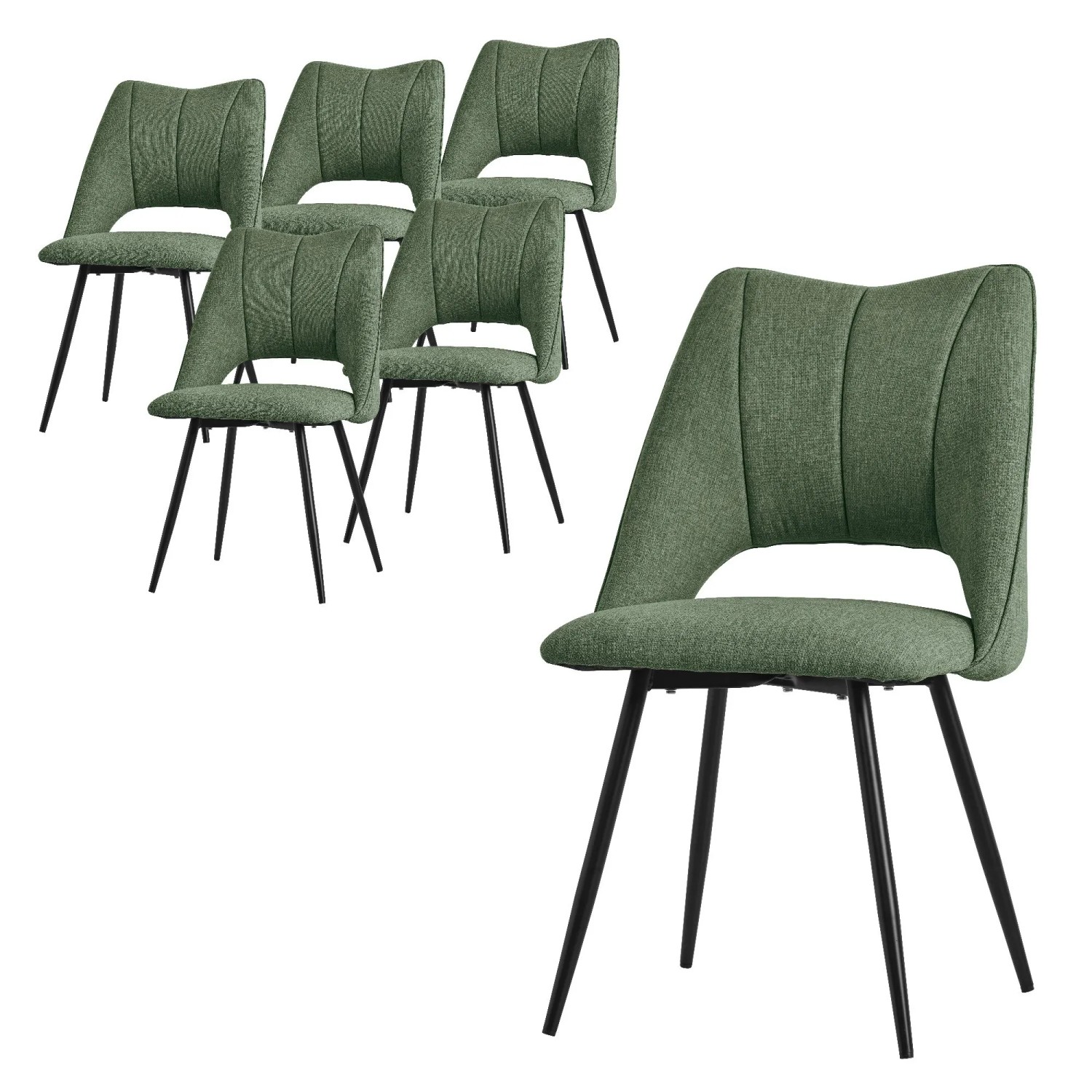ML-Design Esszimmerstühle 6er Set Stoffbezug Grün Metallbeinen